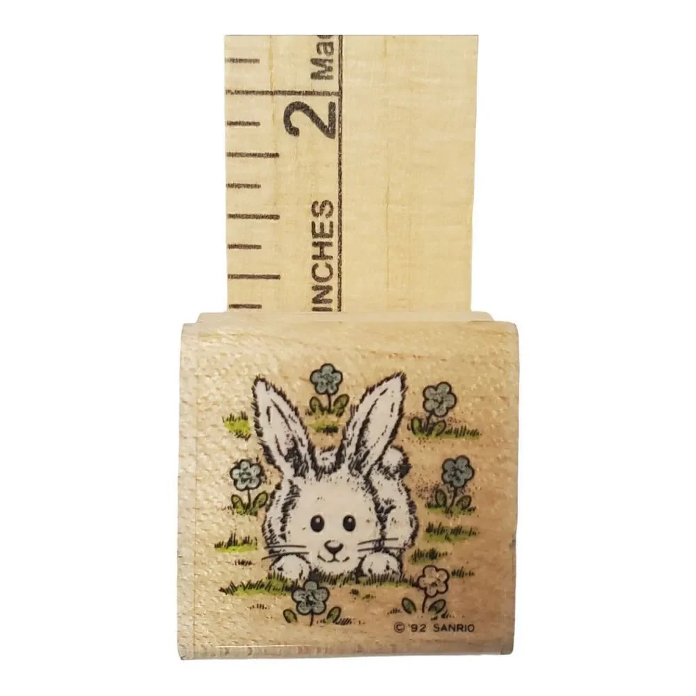 Sanrio Bunny Rabbit Long Ears Rubber Stamp Wood Mounted 1992 Rare Japan OX-F02